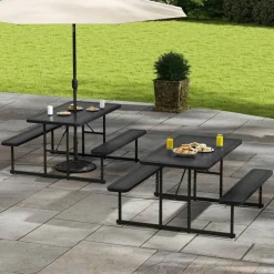 Portable Picnic Dining Set with 2 Benches for 2-4 People, Ideal for Outdoors