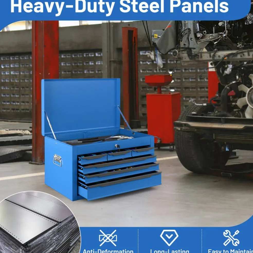 Portable Steel Toolbox 6 Drawer Ball Bearing Slides 120 lb Capacity