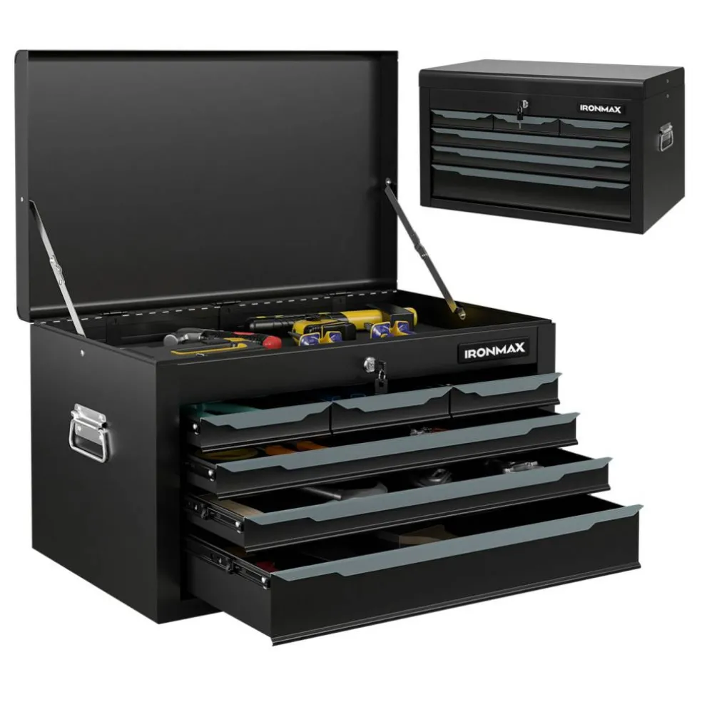 Portable Steel Toolbox 6 Drawer Ball Bearing Slides 120 lb Capacity