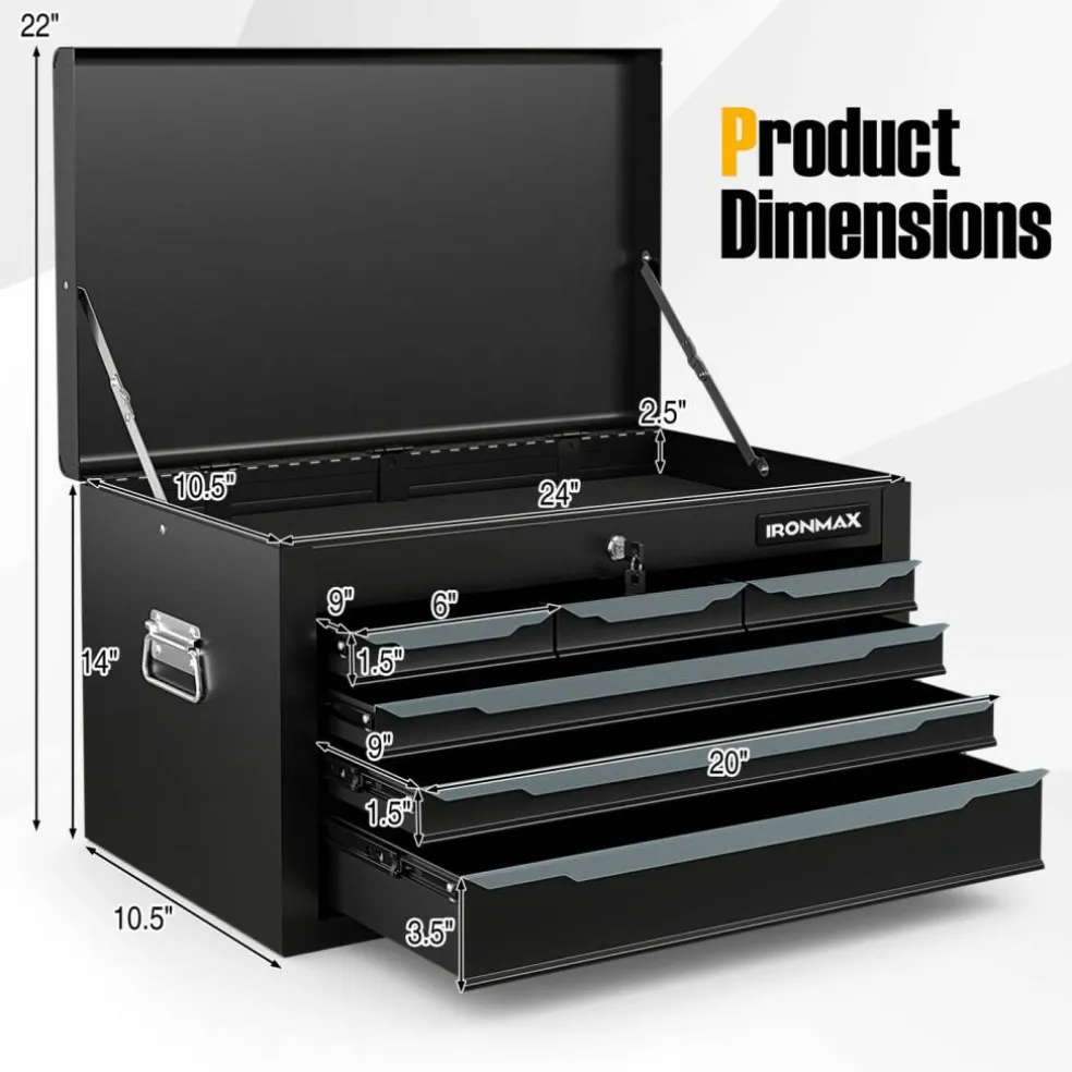 Portable Steel Toolbox 6 Drawer Ball Bearing Slides 120 lb Capacity