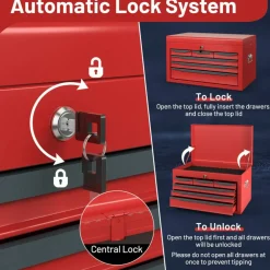 Portable Steel Toolbox 6 Drawer Ball Bearing Slides 120 lb Capacity
