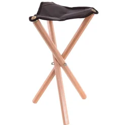 Portable Three Leg Wood Artist Folding Stool with Saddle Leather Seat