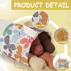 Portable Yarn Storage Bags - (Medium, Butterfly) 12"L x 8"W x 12"H