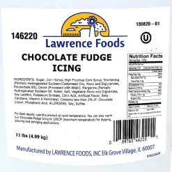 11 Pound Lawrence Foods Chocolate Fudge Icing Ready to Use Rich Chocolate 2 Per Case