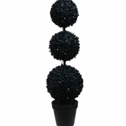 Pre-Lit Black Boxwood Ball UV Resistant Topiary by Ashland®
