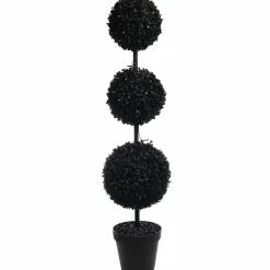 Pre-Lit Black Boxwood Ball UV Resistant Topiary by Ashland®