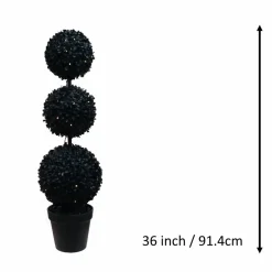 Pre-Lit Black Boxwood Ball UV Resistant Topiary by Ashland®
