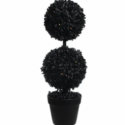 Pre-Lit Black Boxwood Ball UV Resistant Topiary by Ashland®