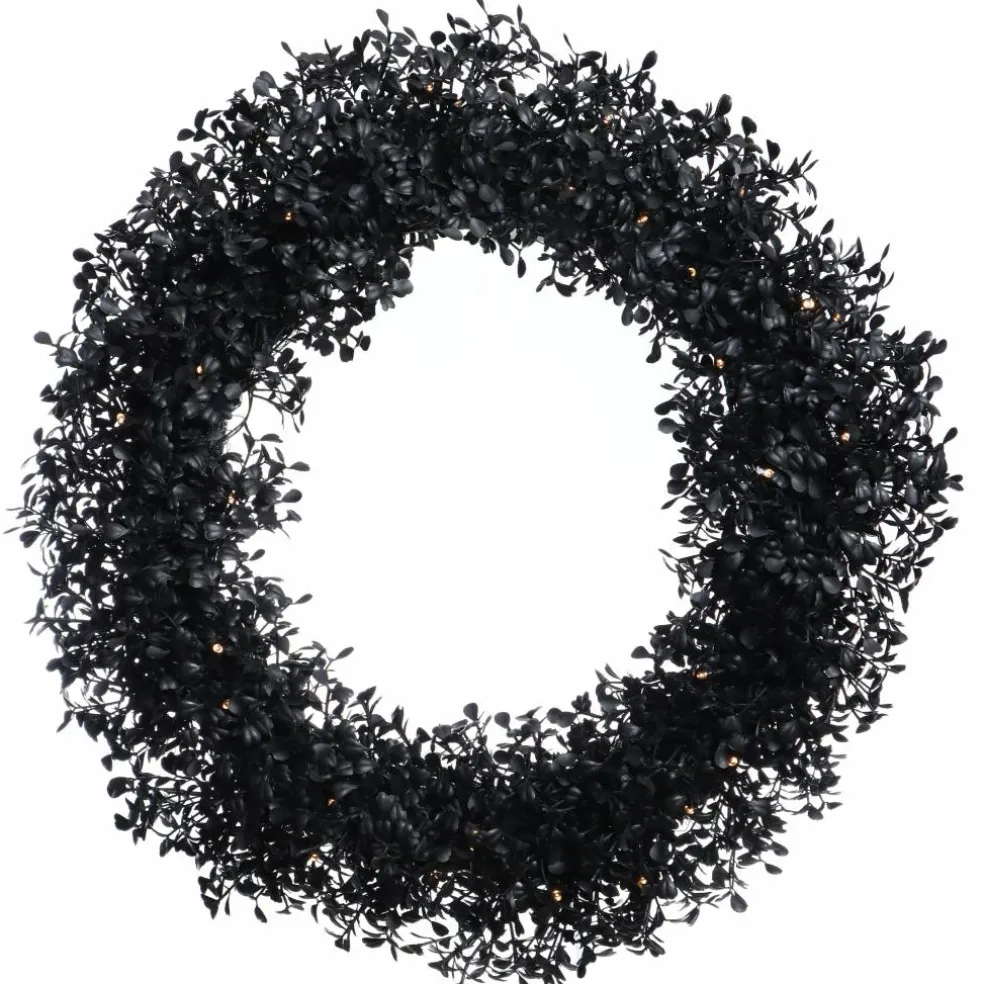 20" Pre-Lit Black Boxwood Wreath by Ashland®