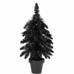 Pre-Lit Black Potted Tinsel Tree, Color Changing LED Lights by Ashland®