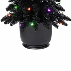 Pre-Lit Black Potted Tinsel Tree, Color Changing LED Lights by Ashland®