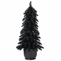 Pre-Lit Black Potted Tinsel Tree, Color Changing LED Lights by Ashland®