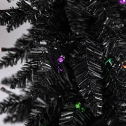Pre-Lit Black Potted Tinsel Tree, Color Changing LED Lights by Ashland®