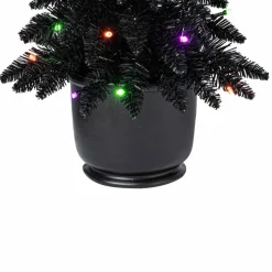 Pre-Lit Black Potted Tinsel Tree, Color Changing LED Lights by Ashland®