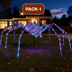 Pre-Lit Prismatic Spider with 120 Purple LED Lights | 5.5 Ft Halloween Decoration