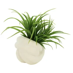 6.5" Premade Green Grass Faux Plant in White Ceramic Pot by Ashland®