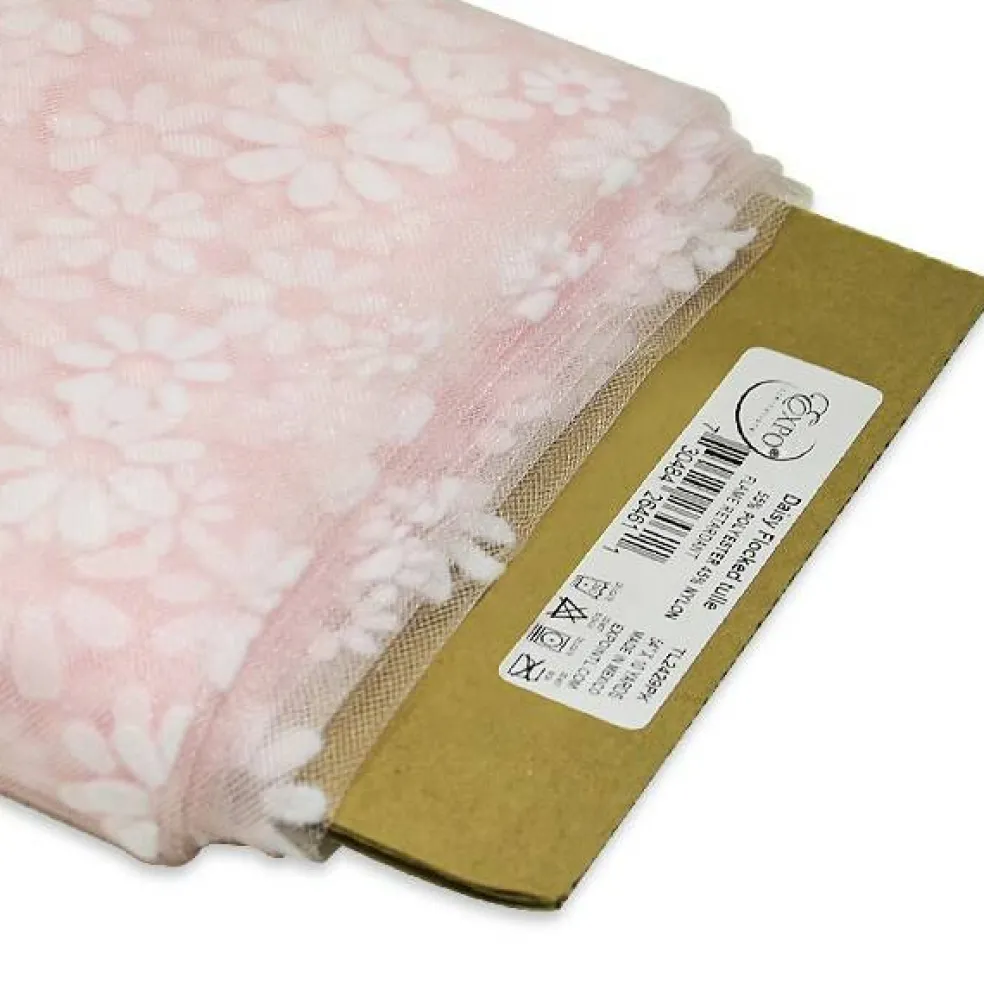 Premium Flocked Daisy Tulle Fabric Bolt of 54" X 10 Yards