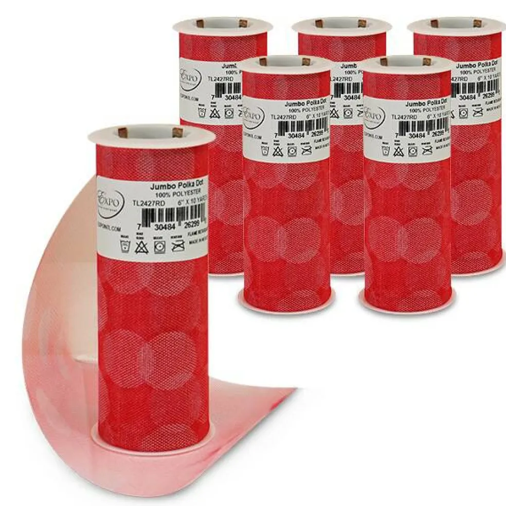 Premium Jumbo Polka Dot Tulle Spool of 6" X 10 Yards