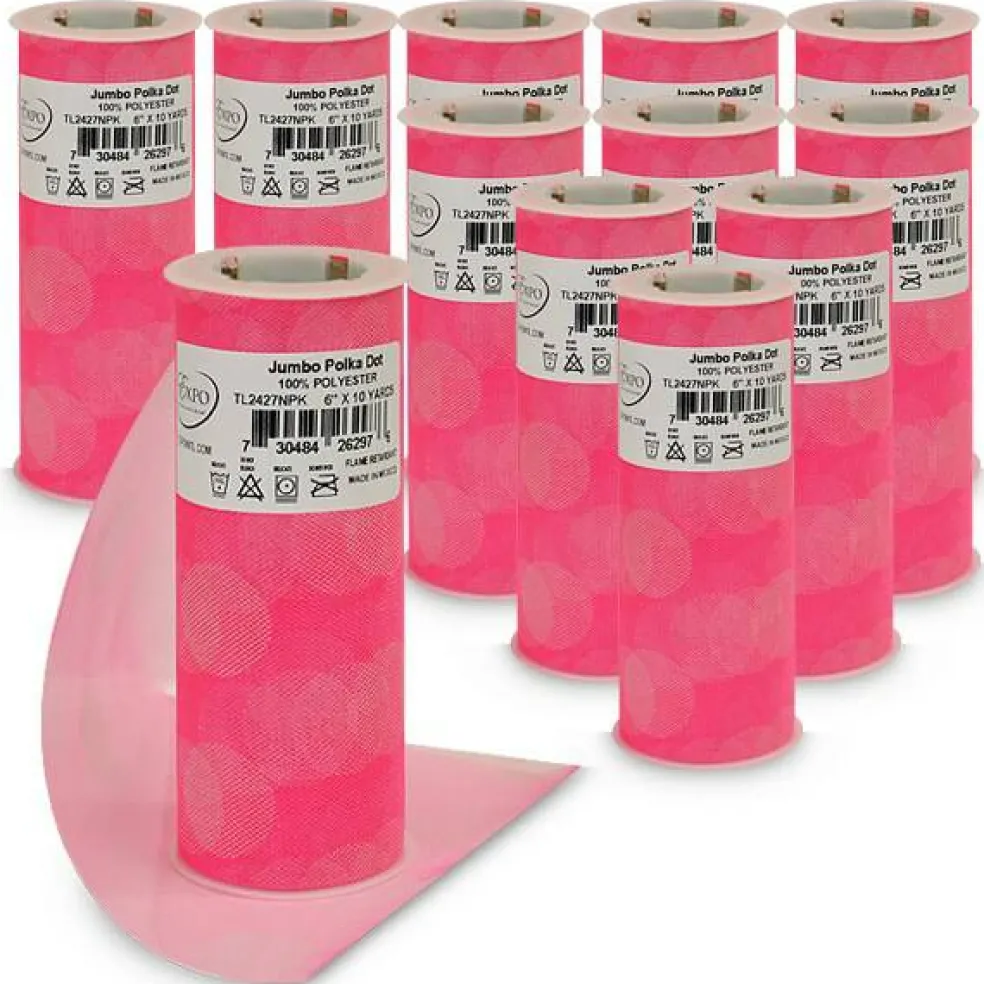 Premium Jumbo Polka Dot Tulle Spool of 6" X 10 Yards