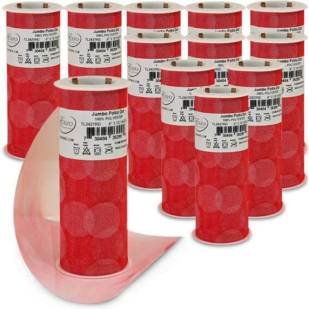 Premium Jumbo Polka Dot Tulle Spool of 6" X 10 Yards