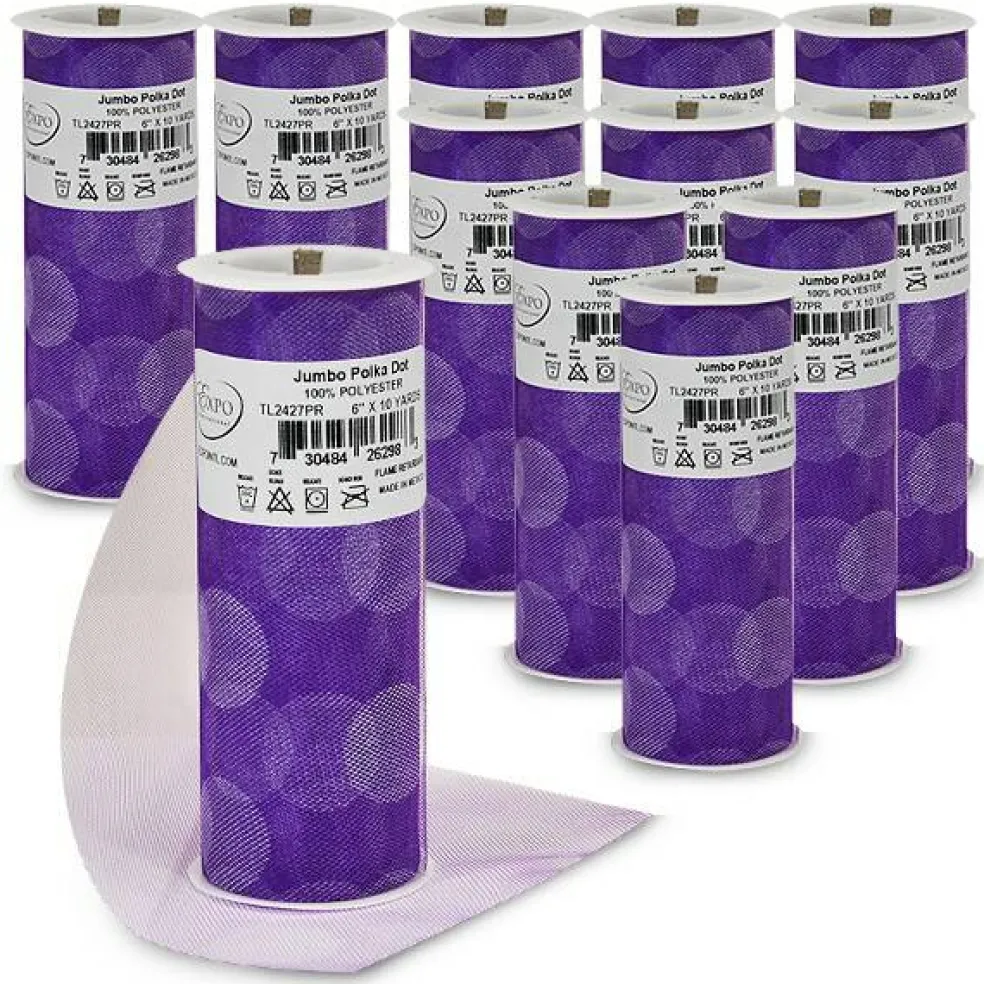 Premium Jumbo Polka Dot Tulle Spool of 6" X 10 Yards