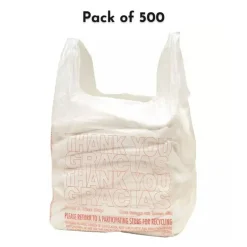 Premium Plastic Bags Small T-Shirt Carry-Out Bags, 7" x 5" x 15" | T-shirt carry-out bags