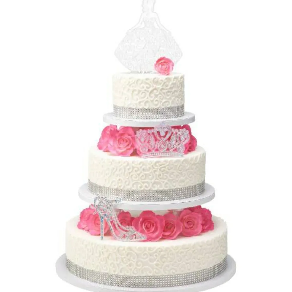 Princess, Crown and Shoe Silver Quinceañera Cake Kit Topper
