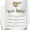 Printed Party Fill-in Invitations and Envelopes, Rustic Birch, Set of 25