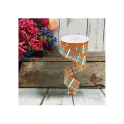 1.5" Printed Plaid on Royal: Tan (10 Yards)
