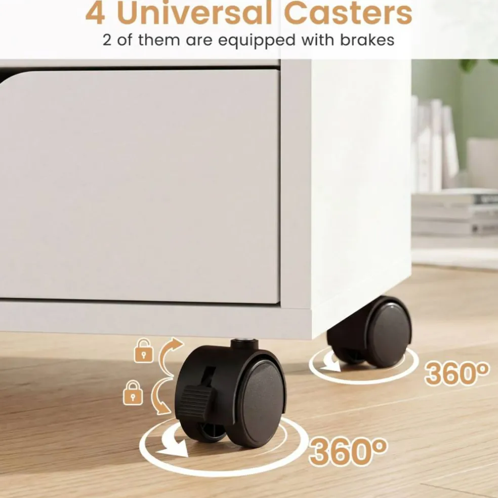 Printer Stand with 5 Drawers and Cabinet, Mobile Office Storage Cabinet with Adjustable Shelf, Rolling File Organizer with Locking Casters for Home Office