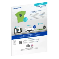 Printworks Dark T-Shirt Transfers for Inkjet Printers, 20 Sheets, 8 ½” x 11” (00545-1)