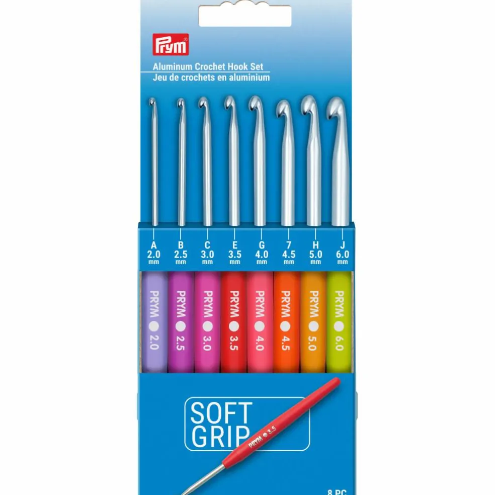 Prym® Soft Grip Aluminum Crochet Hook Set, A-J