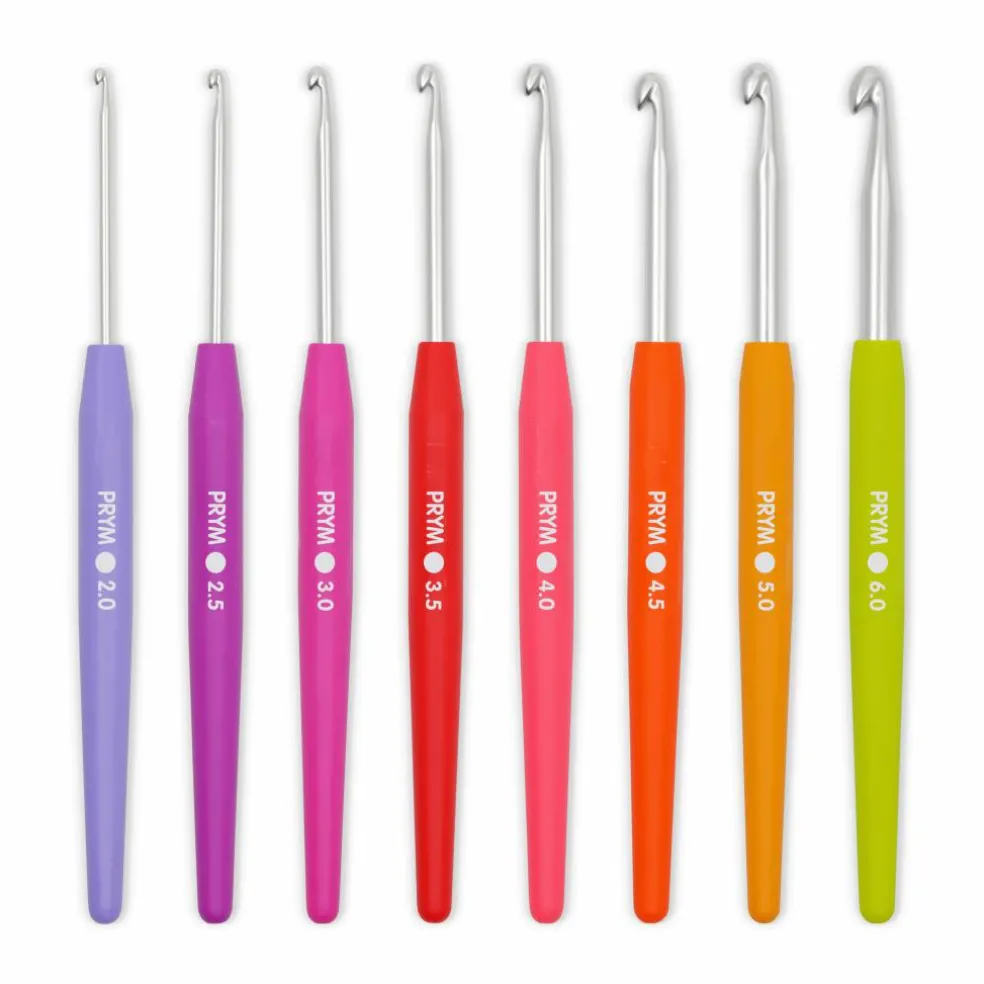 Prym® Soft Grip Aluminum Crochet Hook Set, A-J