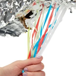 Pull String Dog Bone Pinata for Puppy Birthday Party Decorations, Silver Foil (Small, 16.8 x 10 x 3 In)