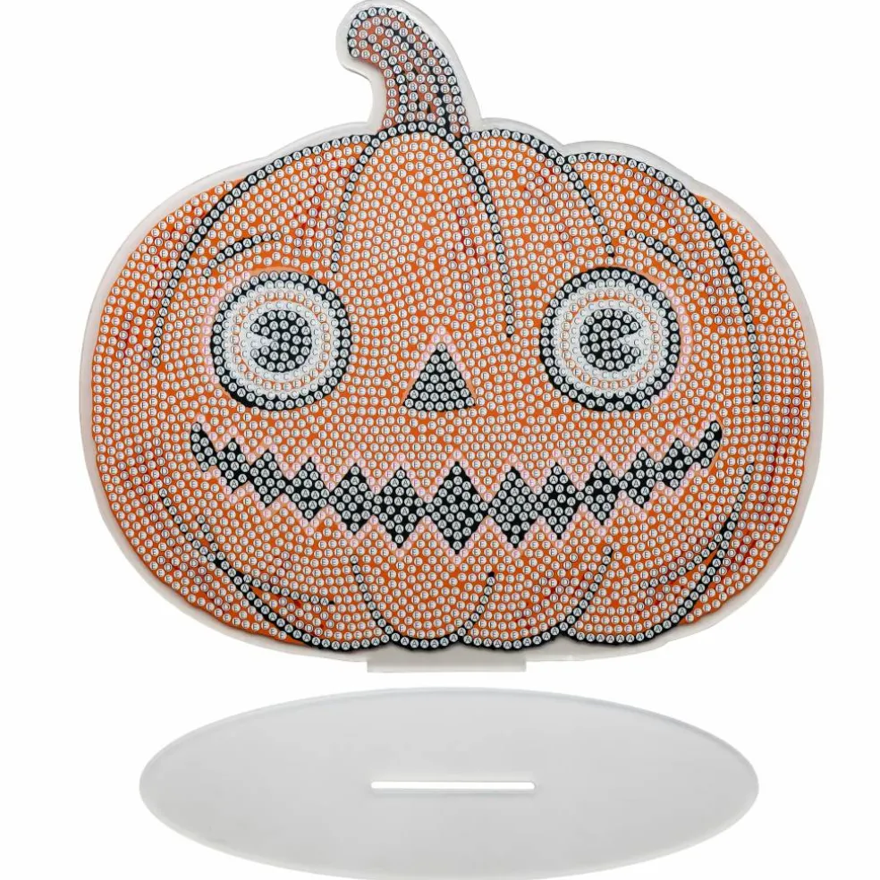 8" Pumpkin Acrylic Surface Diamond Art Kit with Stand by Make Market®