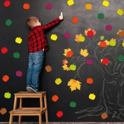 108 Pumpkin Cutouts for Fall Bulletin Board – 3.5” Autumn Paper Die Cuts with Glue Dots, 9 Colors Classroom Decorations for Thanksgiving, Halloween, Teacher DIY Crafts, Office & School Decor