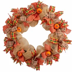 30" Pumpkin & Decorative Bows Fall Wreath