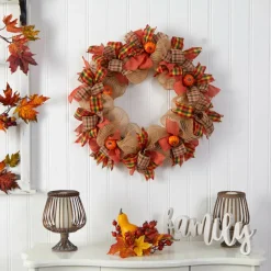 30" Pumpkin & Decorative Bows Fall Wreath