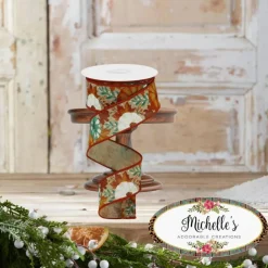 1.5" Pumpkin Foliage Ribbon: Light Tan (10 Yards)