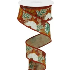 1.5" Pumpkin Foliage Ribbon: Light Tan (10 Yards)