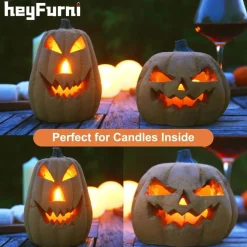 Pumpkin Gas Log, Ceramic Fire Lgs for Ventless & Vent Free, Propane, Gel, Ethanol, Electric, Outdoor Fireplace Fire Pit, Halloween DÃ©cor,1-Pack