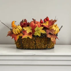 17" Pumpkin, Gourd, Berry & Maple Leaf Arrangement