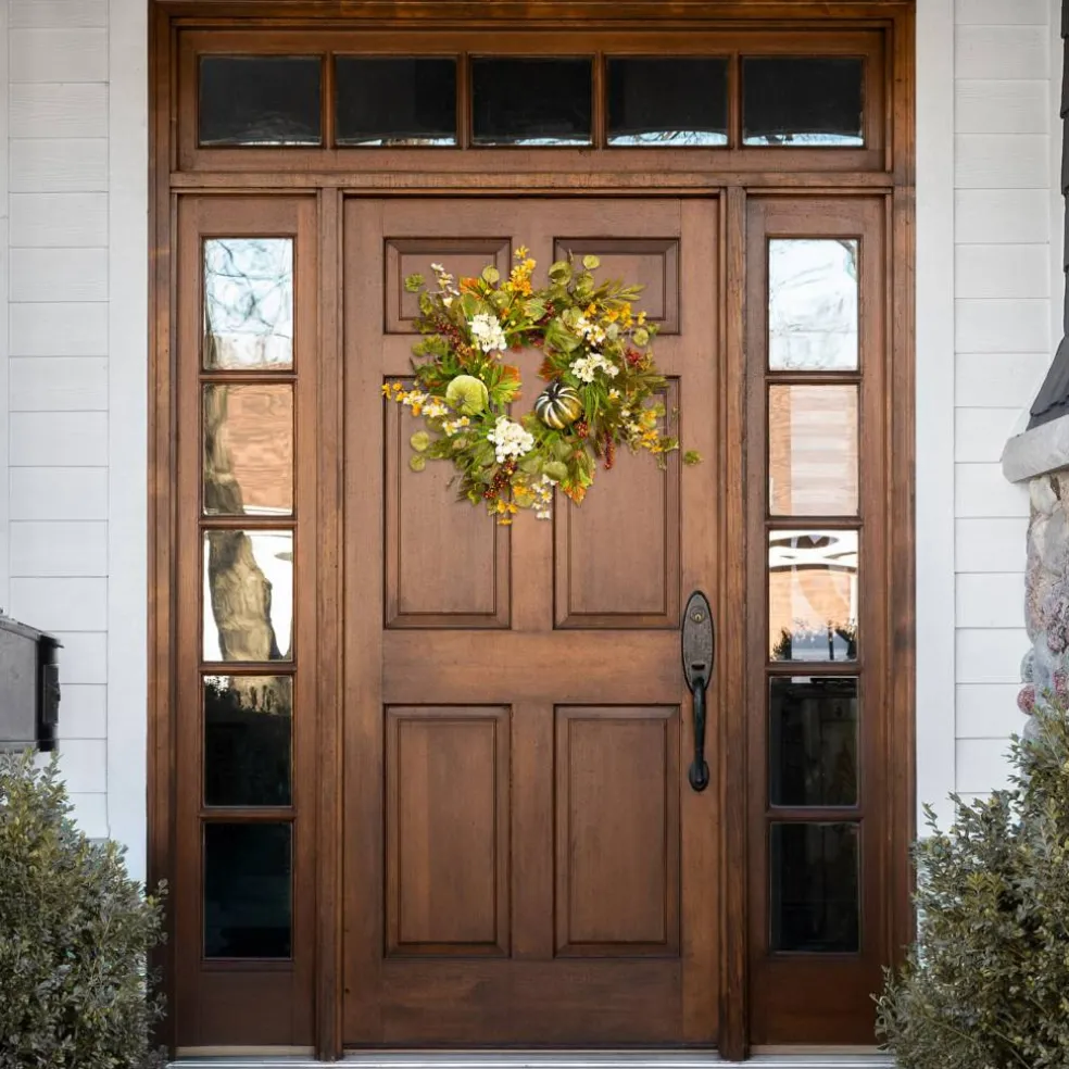 24" Pumpkins & Berries Artificial Fall Harvest Twig Wreath