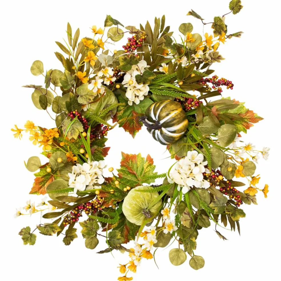 24" Pumpkins & Berries Artificial Fall Harvest Twig Wreath