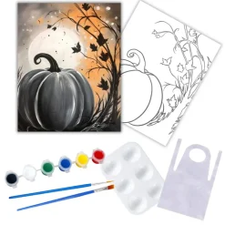 "Pumpkin Sunset" DIY Canvas Art Kit, Adult Beginner, Acrylic Paint Size 11x14 inch