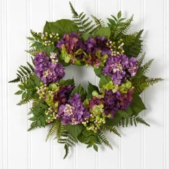 24” Purple Hydrangea with Berry Wreath