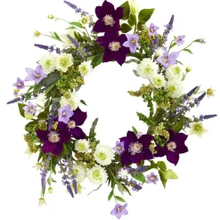 22'' Purple & White Mixed Flower Wreath