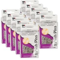 Push Pins, Clear, 100 Per Box, 10 Boxes