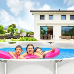 PVC Round Above Ground Pool with Pool Cover for Kids and Adults