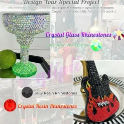 qiipii Light Pink AB Resin Rhinestones w B7000 Glue for Bedazzling Crafting Flatback Jelly Stones 2mm 3mm 4mm 5mm 6mm Diamonds Crystals Gems for Nails Face Eyes Makeup Tumblers Bottles Crafts Clothes